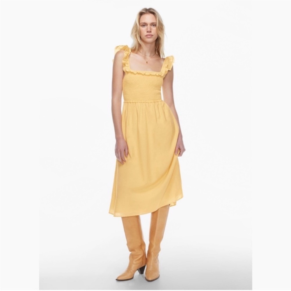 Aritzia Wilfred Reminisce Dress Butter Yellow Size M